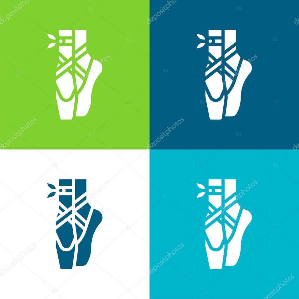 Ballet Flat four color minimal icon set
