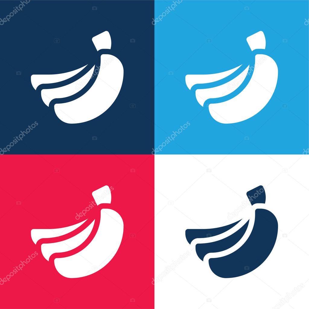 Bananas blue and red four color minimal icon set