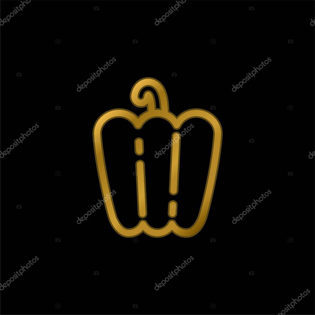 Bell Pepper gold plated metalic icon or logo vector