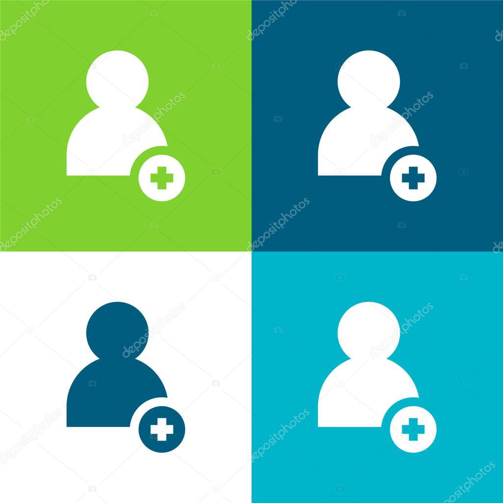 Add Friend Flat four color minimal icon set