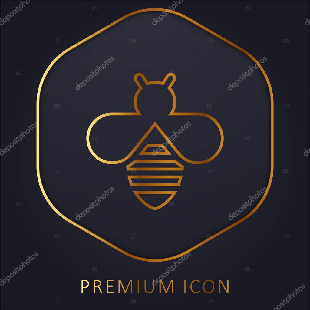 Bee golden line premium logo or icon