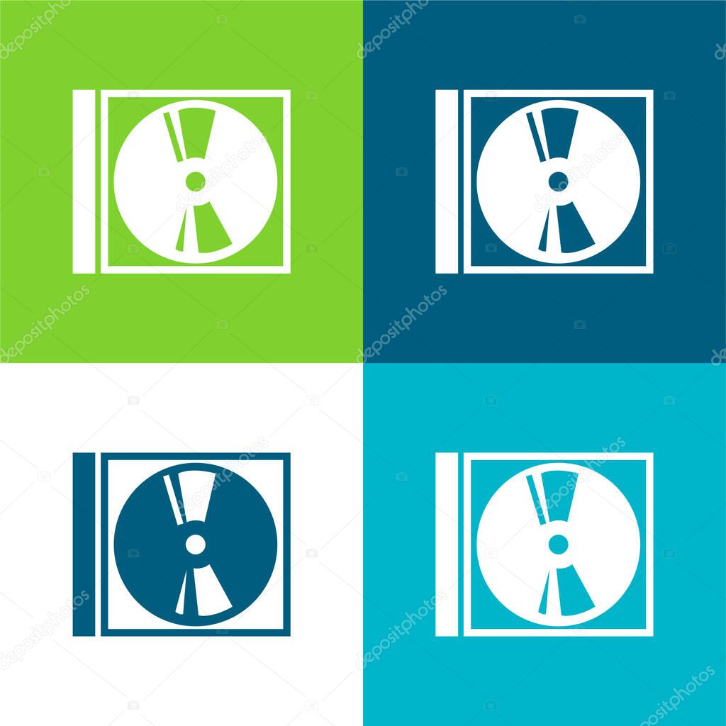 Audio Disc With Case Flat four color minimal icon set