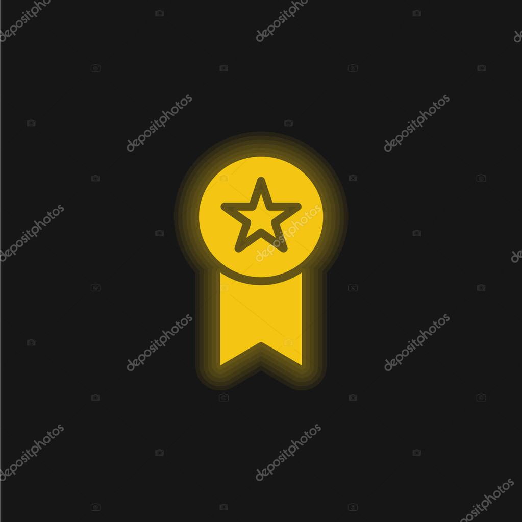 Badge yellow glowing neon icon