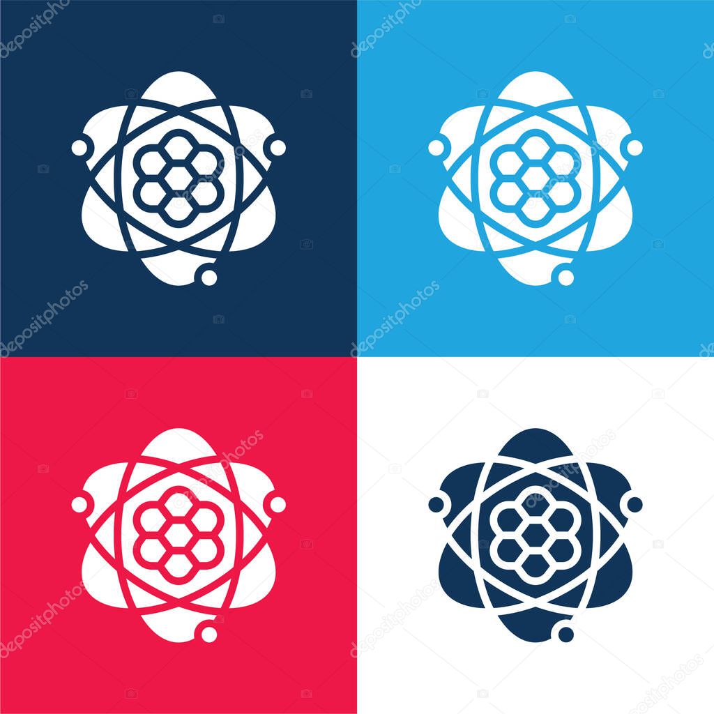 Atom blue and red four color minimal icon set