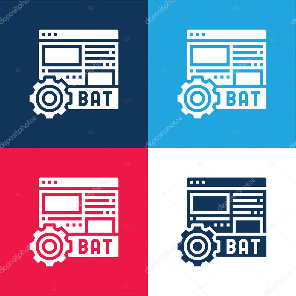 Batch blue and red four color minimal icon set