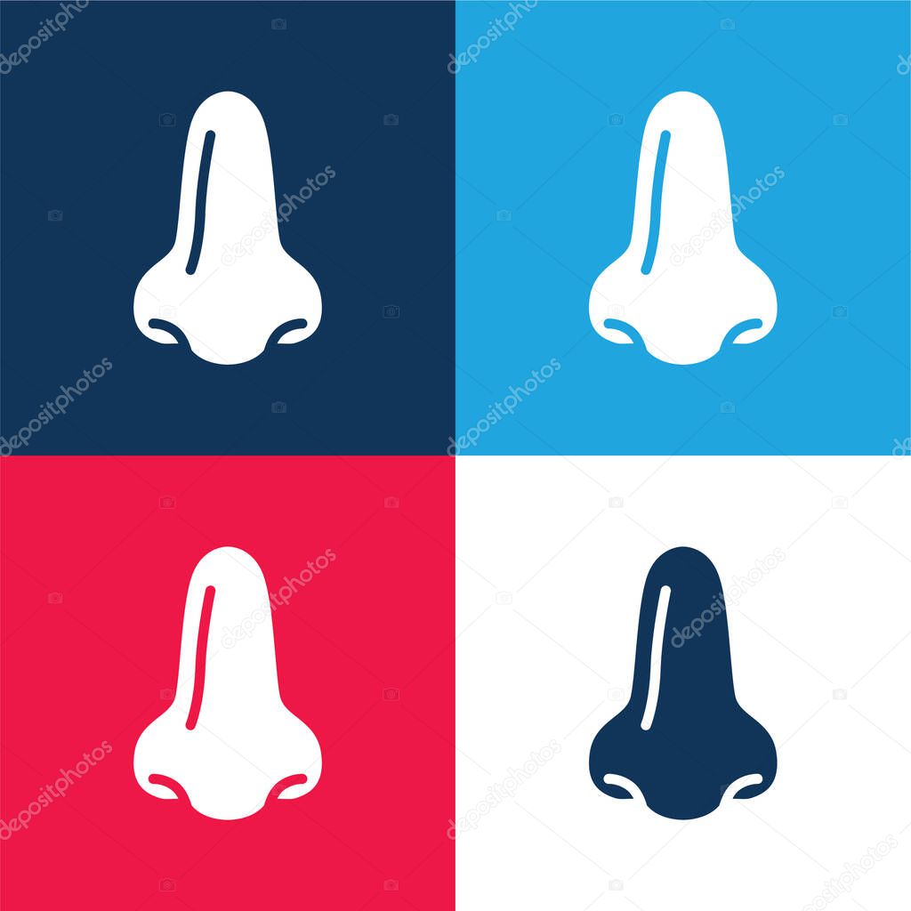 Big Nose blue and red four color minimal icon set