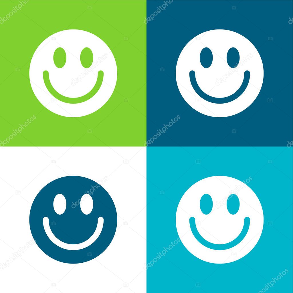 Big Smiley Face Flat four color minimal icon set