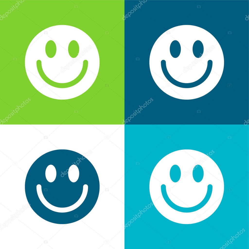 Big Smiley Face Flat four color minimal icon set