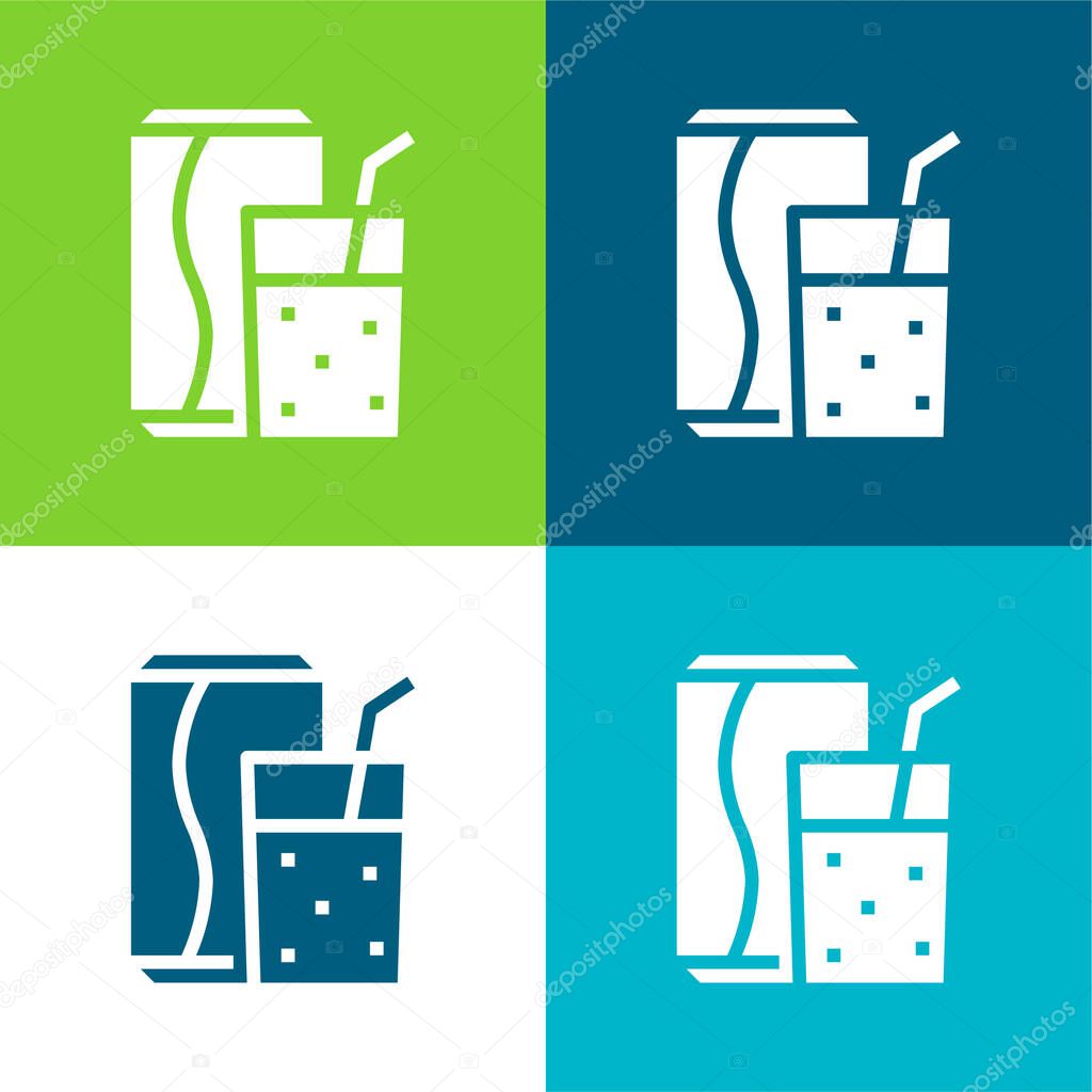 Beverage Flat four color minimal icon set