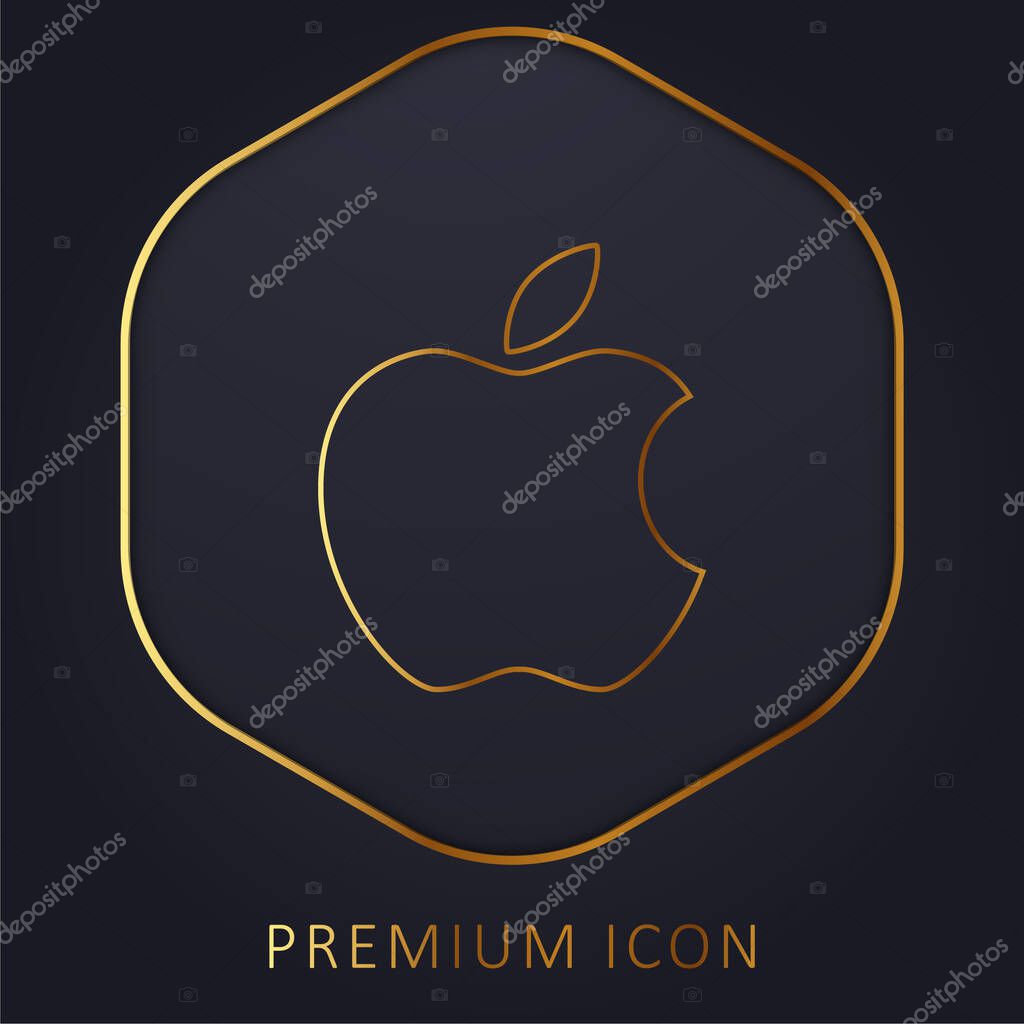 Apple Big Logo golden line premium logo or icon