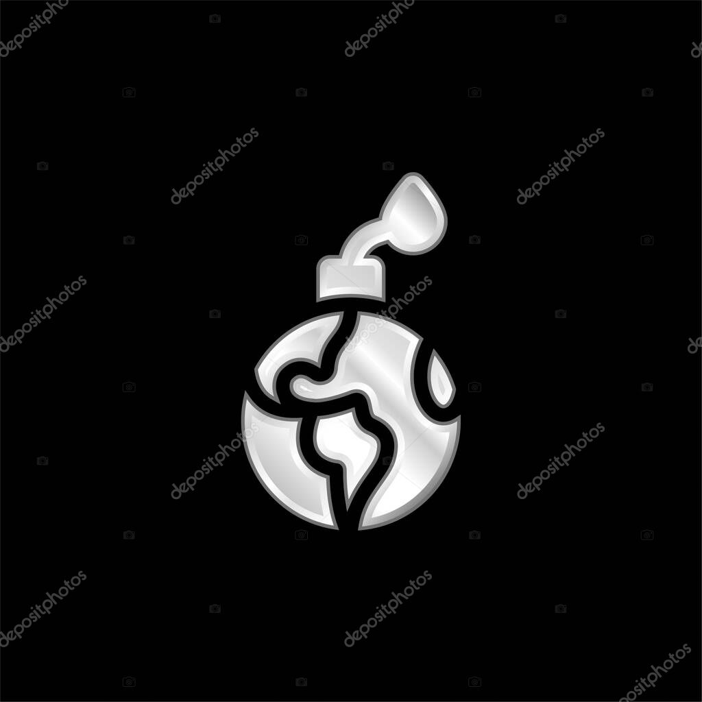 Bomb silver plated metallic icon