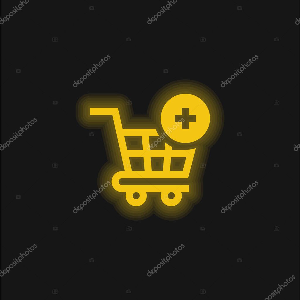 Add To Cart yellow glowing neon icon