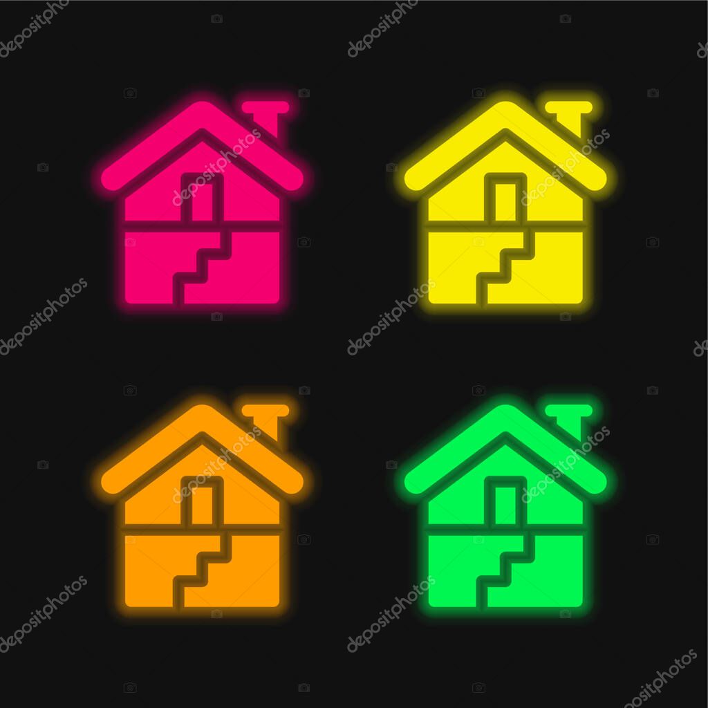 Basement four color glowing neon vector icon
