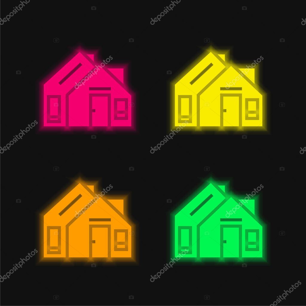 Address four color glowing neon vector icon