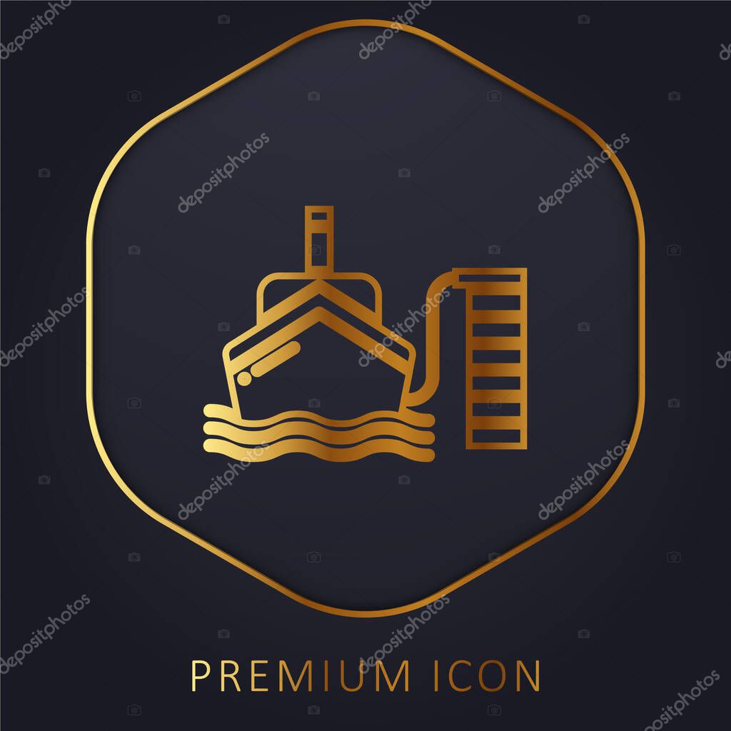 Boat golden line premium logo or icon
