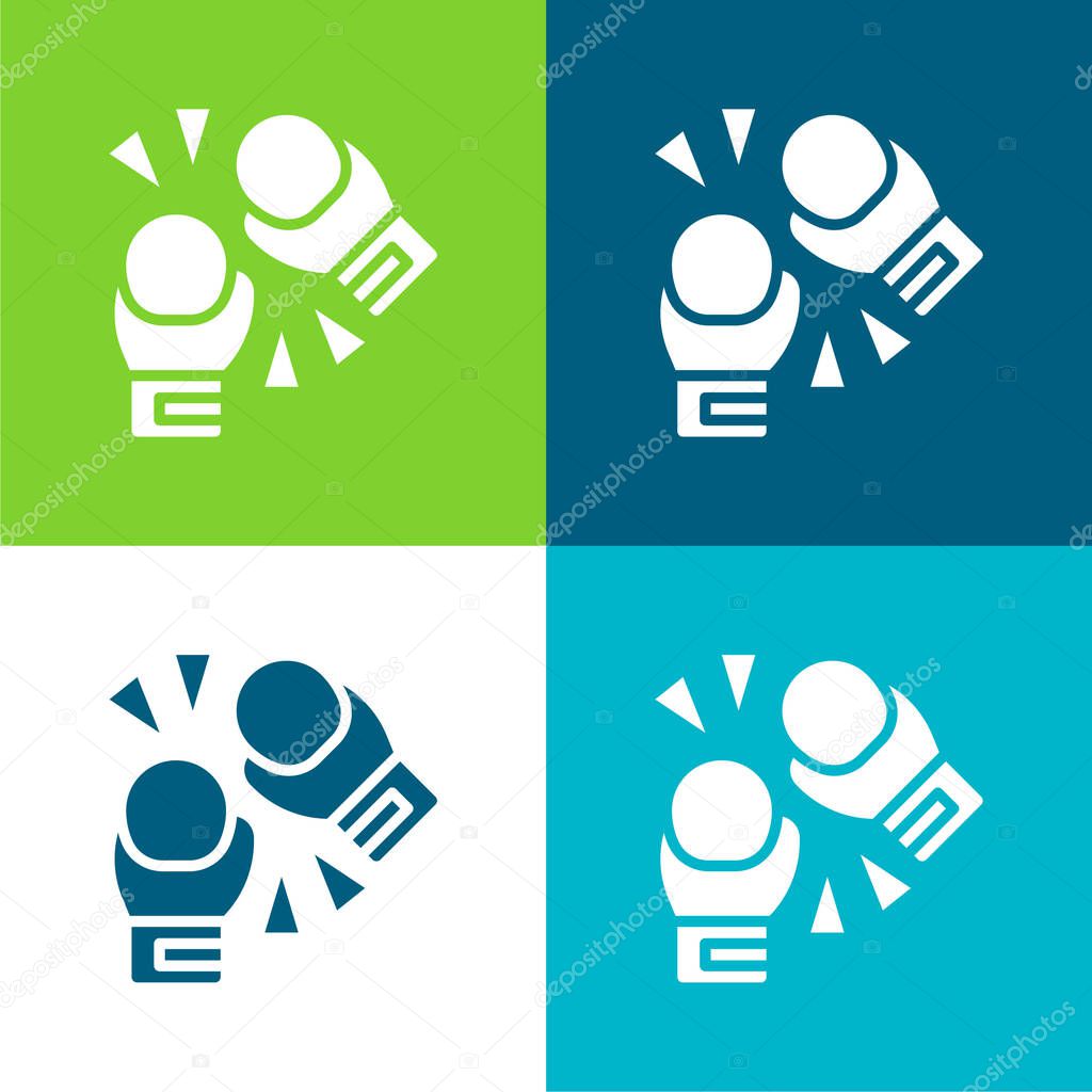 Boxing Gloves Flat four color minimal icon set