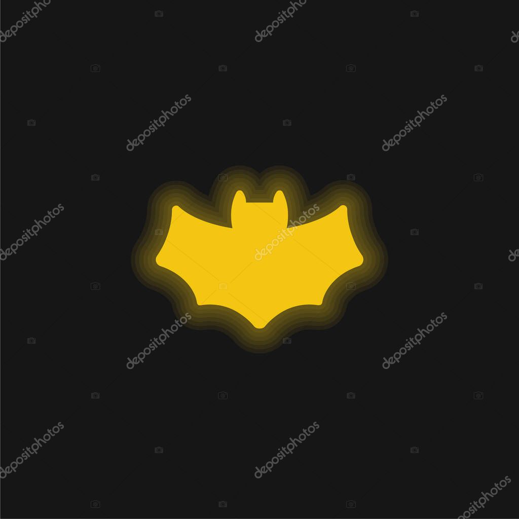 Bat yellow glowing neon icon