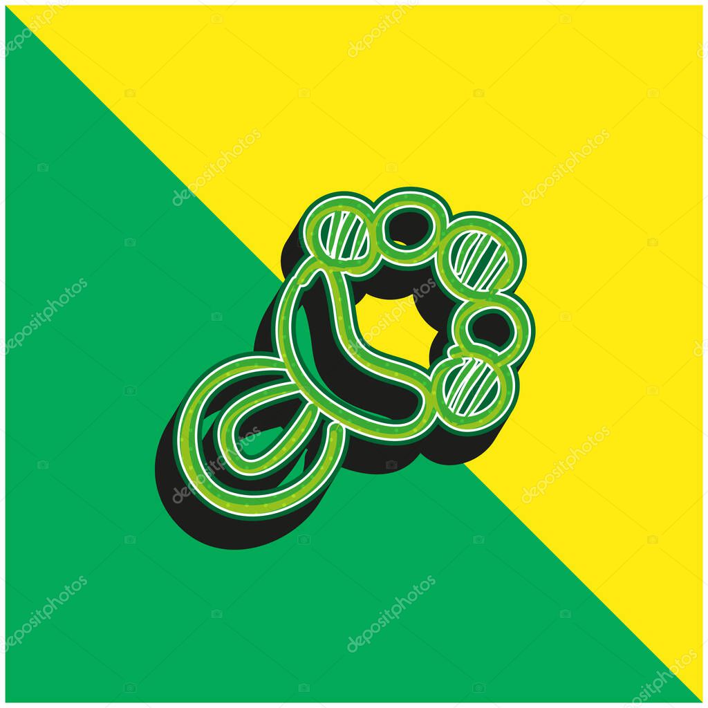 Baby Rattle Musical Tool Green and yellow modern 3d vector icon logo