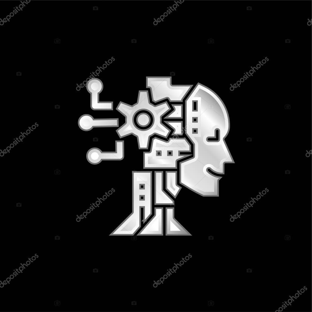 AI silver plated metallic icon