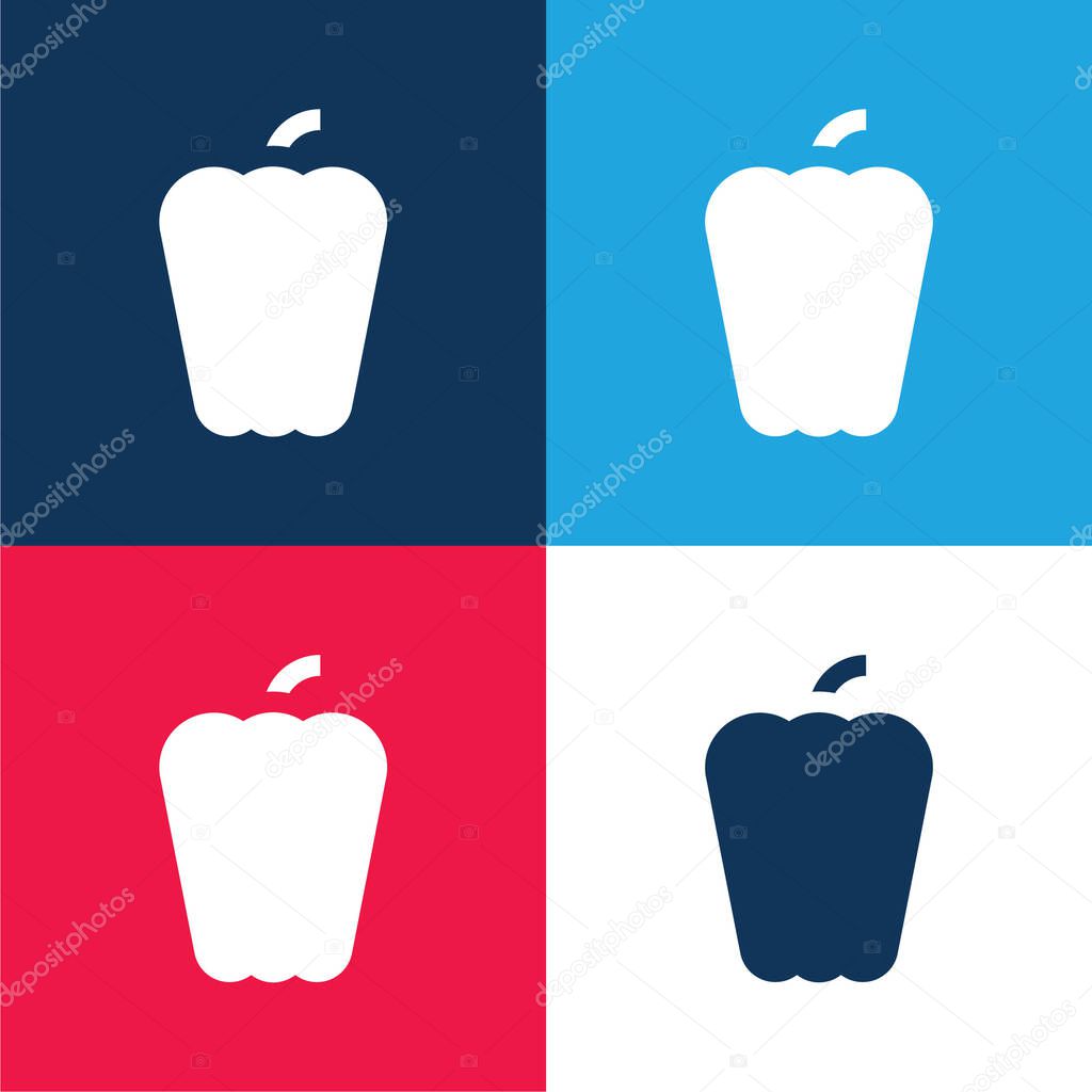 Bell Pepper blue and red four color minimal icon set