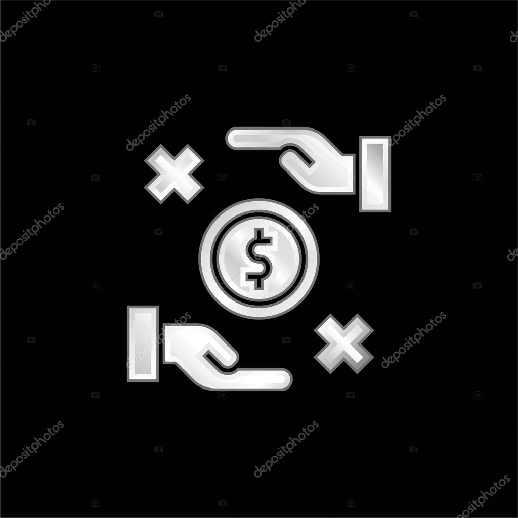 Bribe silver plated metallic icon