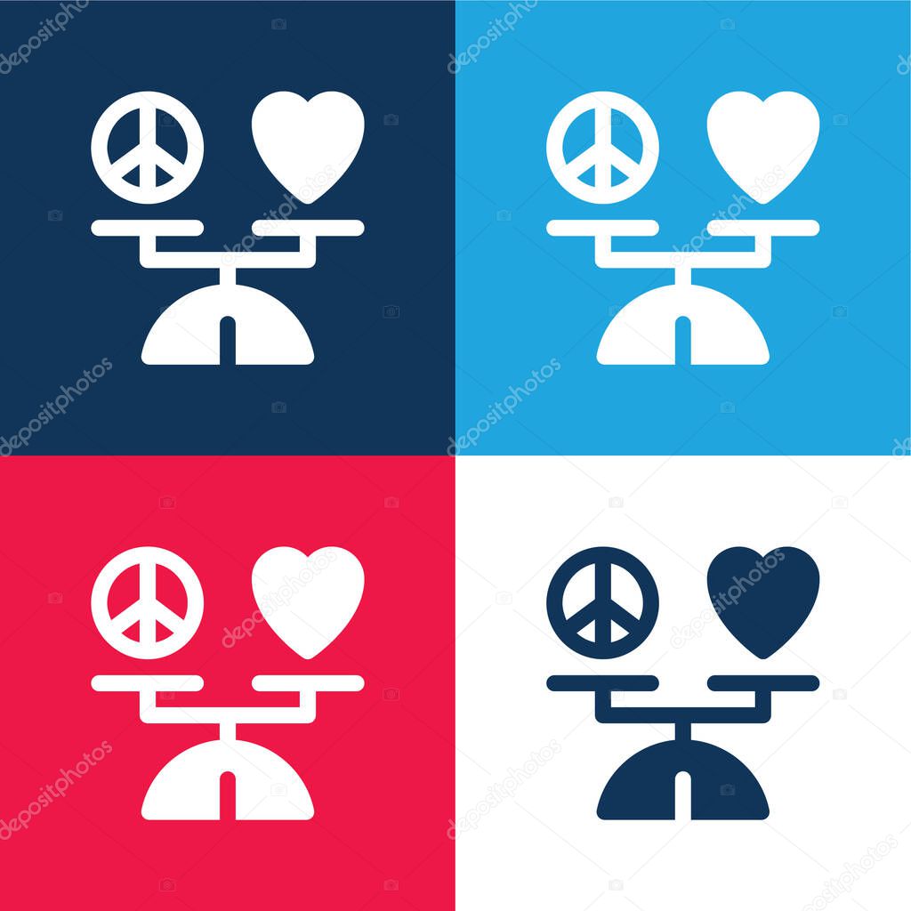 Balance blue and red four color minimal icon set