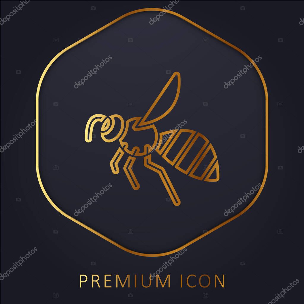 Bee golden line premium logo or icon