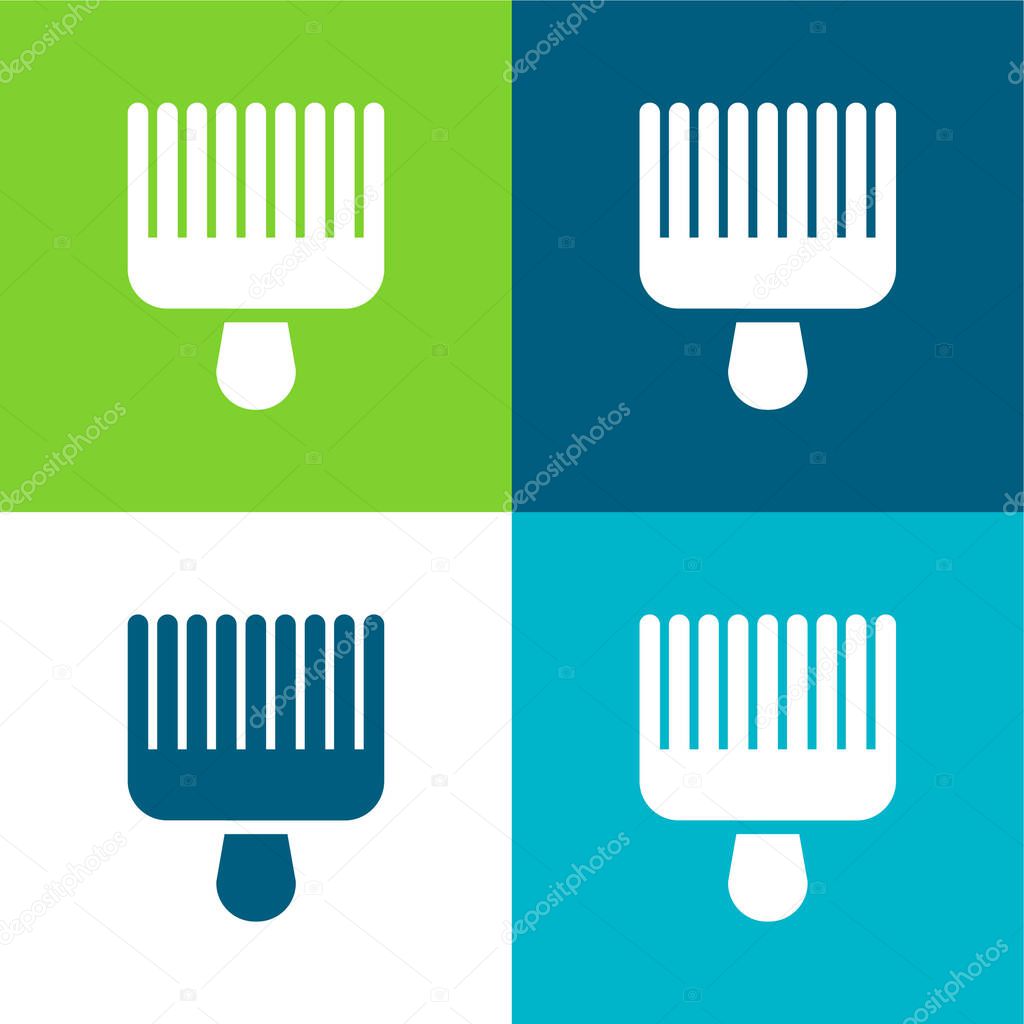 Afro Pick Flat four color minimal icon set