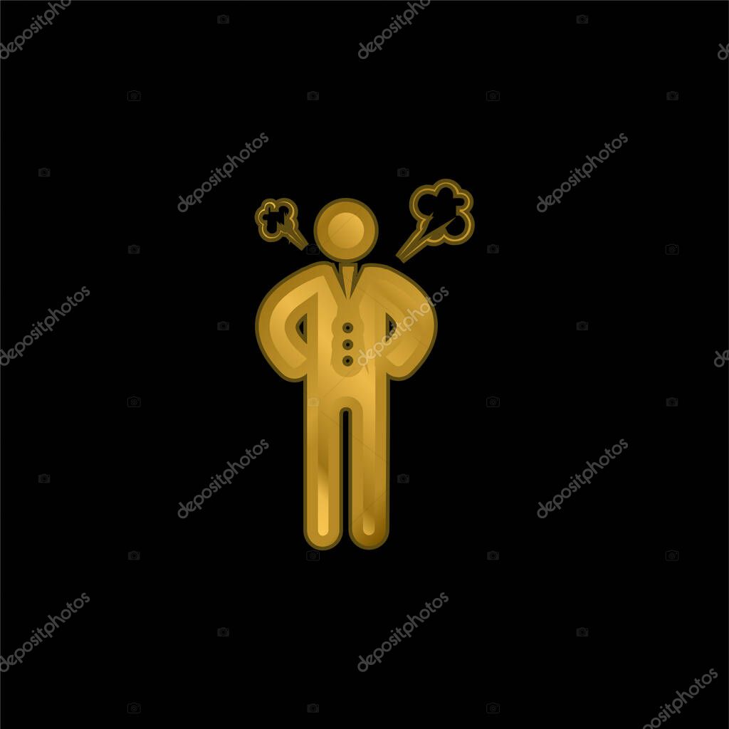 Angry Boss gold plated metalic icon or logo vector