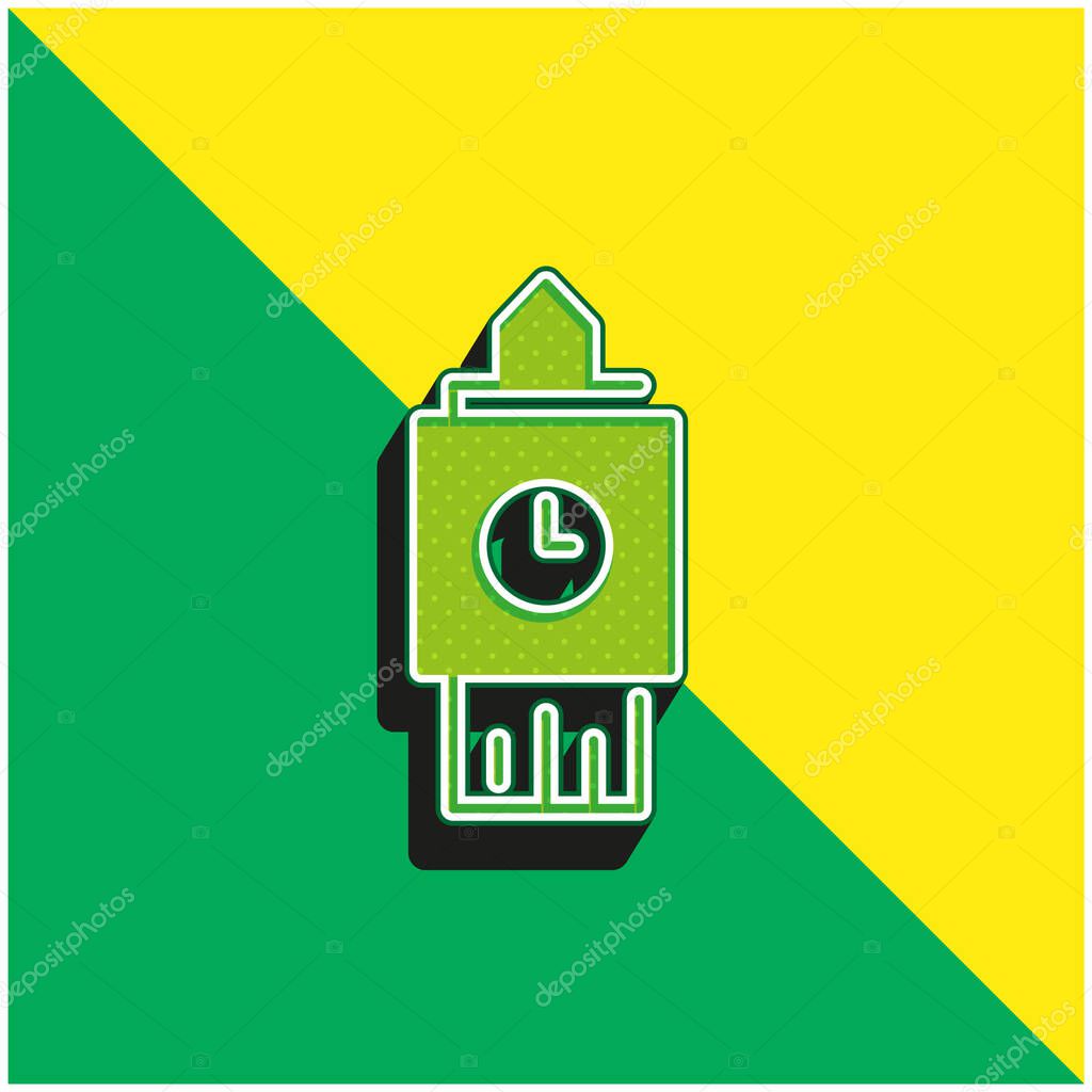 Big Ben Green and yellow modern 3d vector icon logo