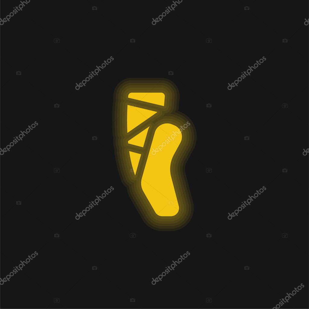Ballet yellow glowing neon icon