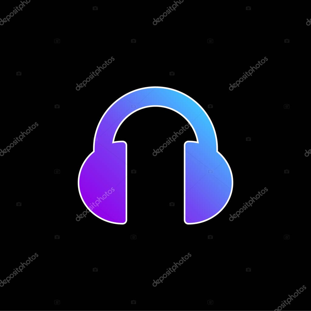 Black Headphones blue gradient vector icon
