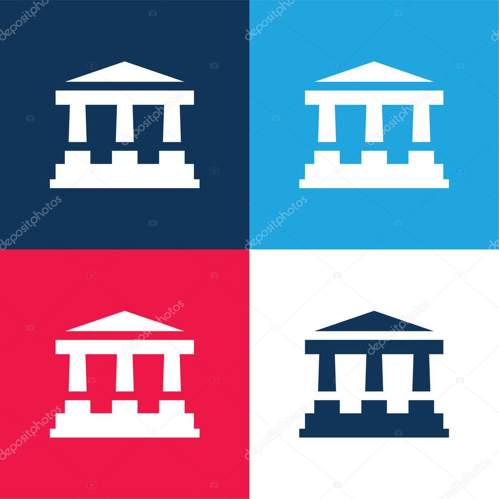 Bank blue and red four color minimal icon set