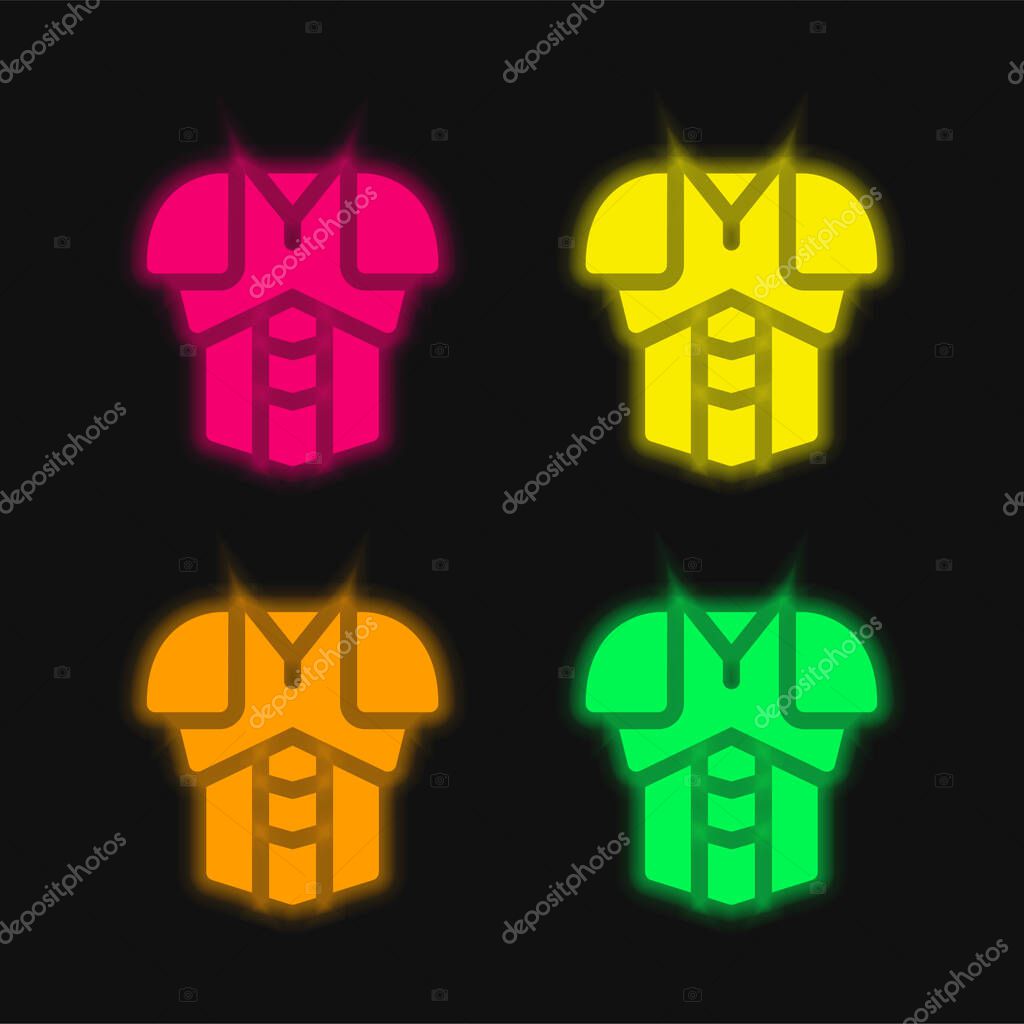 Armor four color glowing neon vector icon