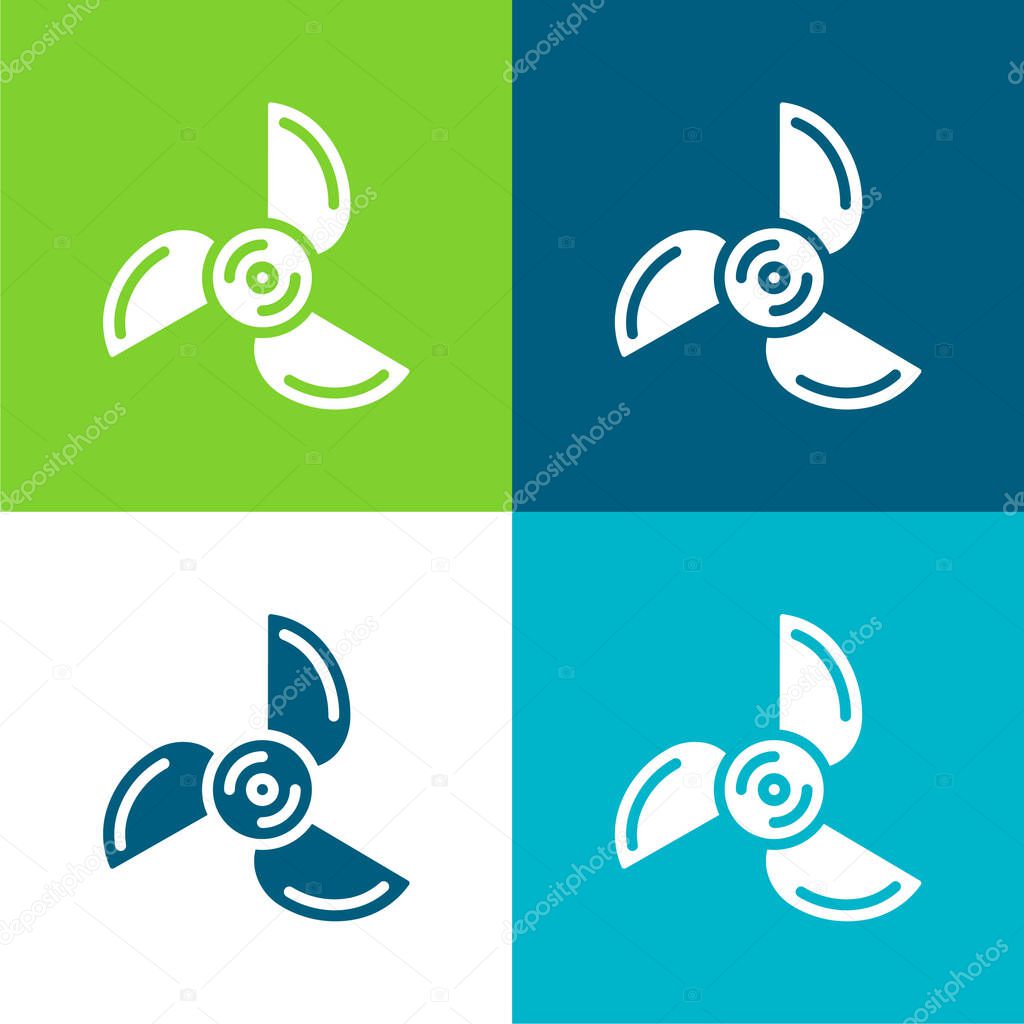 Blades Flat four color minimal icon set