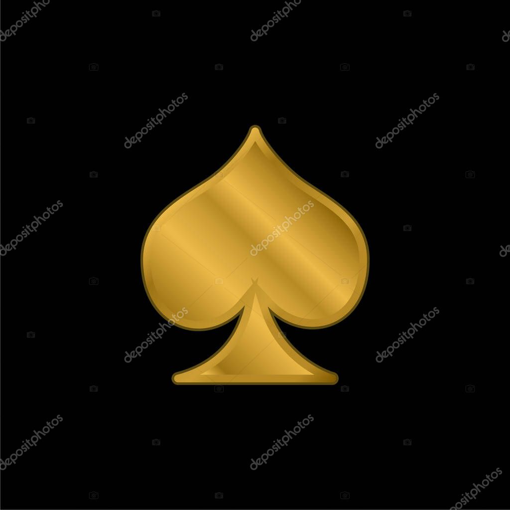 Ace Of Spades gold plated metalic icon or logo vector