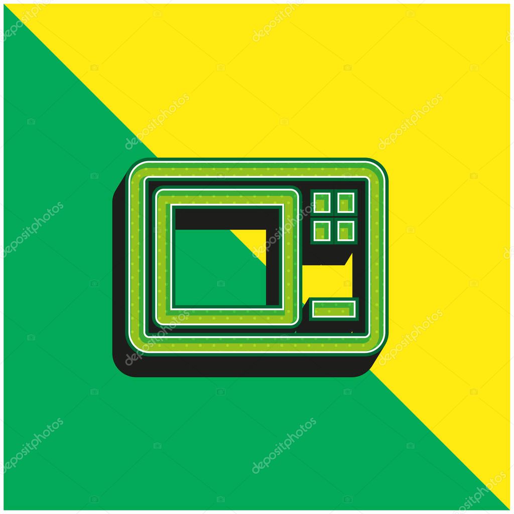 Big Microwave Oven Green and yellow modern 3d vector icon logo