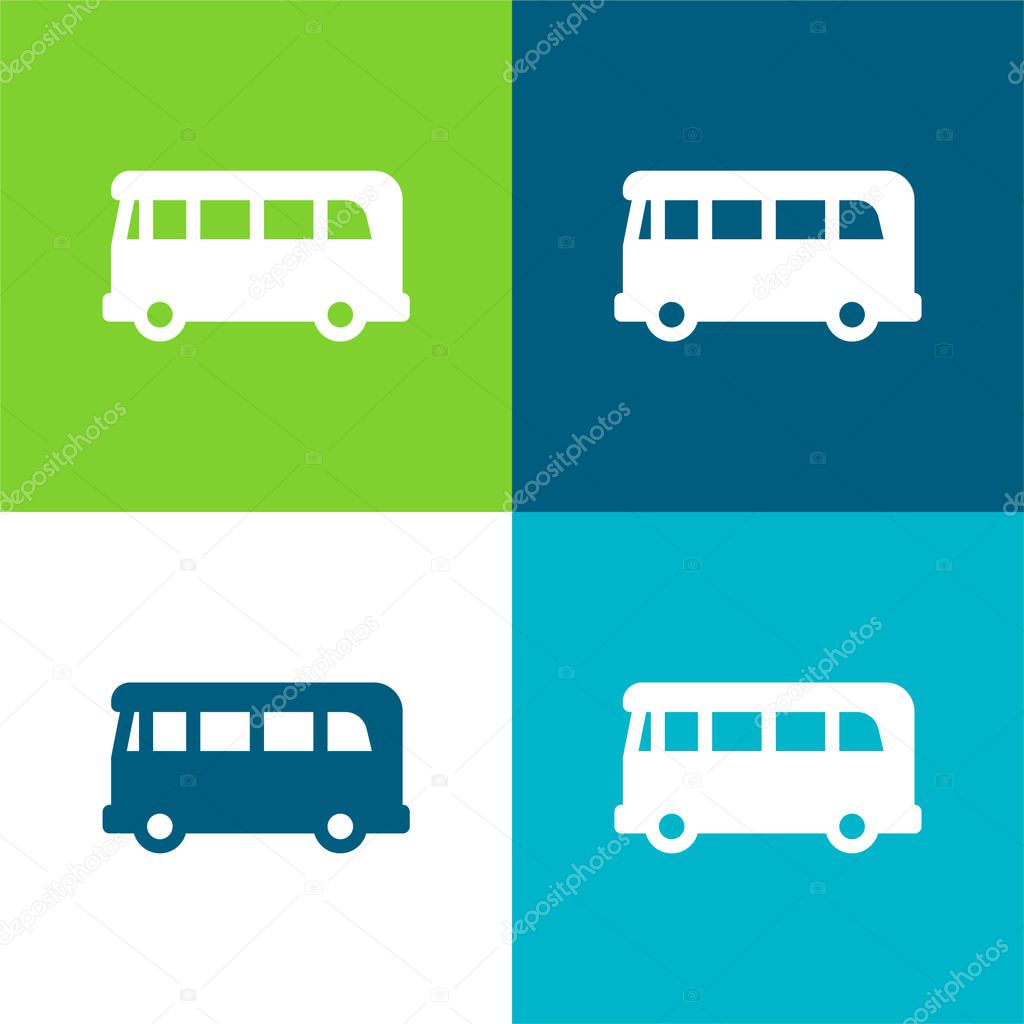 Airport Bus Flat four color minimal icon set
