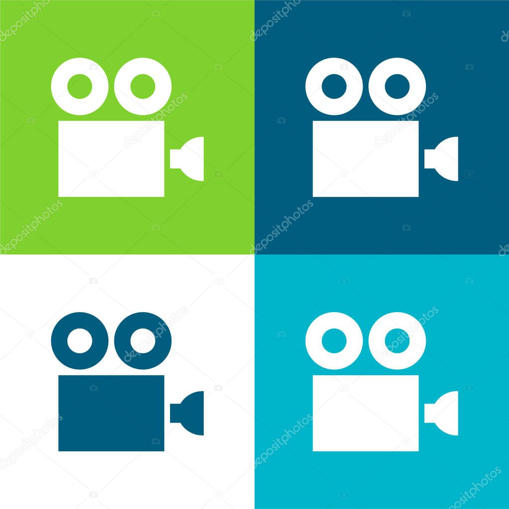 Antique Cinema Camera Flat four color minimal icon set