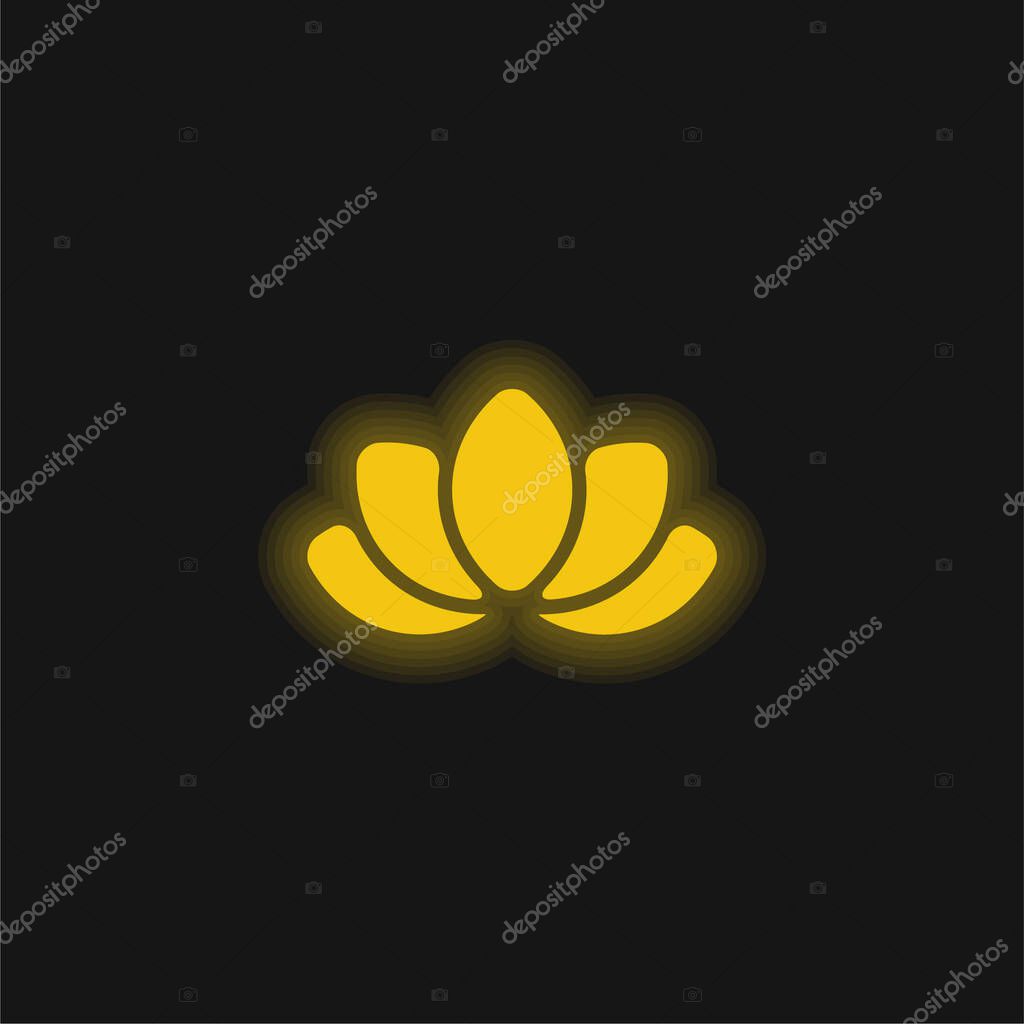 Beautiful Lotus Flower yellow glowing neon icon