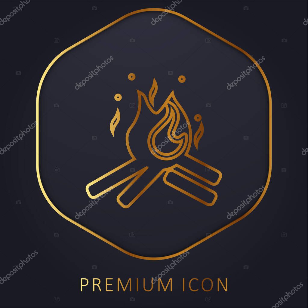Bonfire golden line premium logo or icon