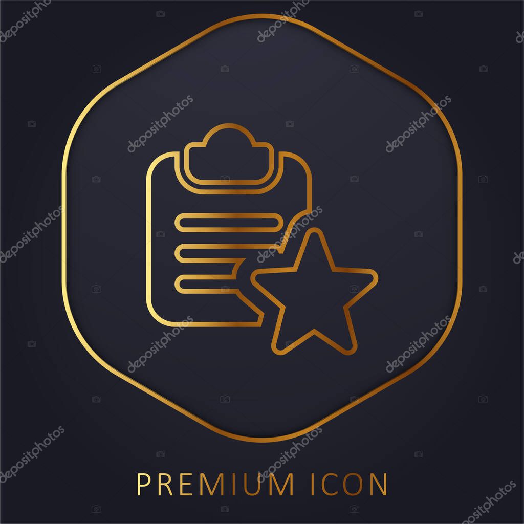 Bookmark golden line premium logo or icon