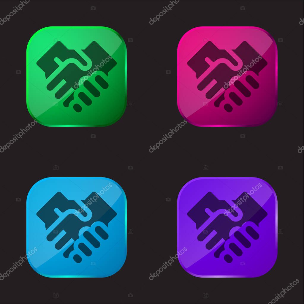 Agreement four color glass button icon