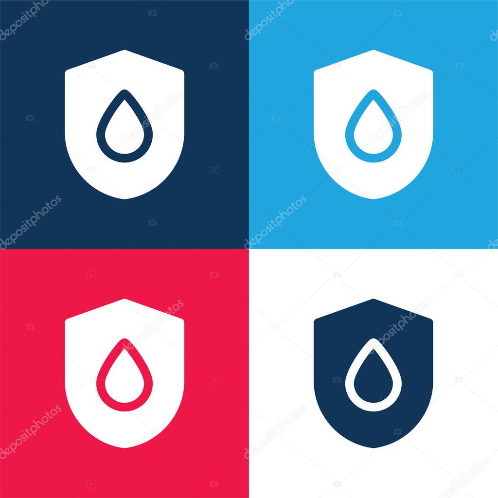Blood Drop blue and red four color minimal icon set