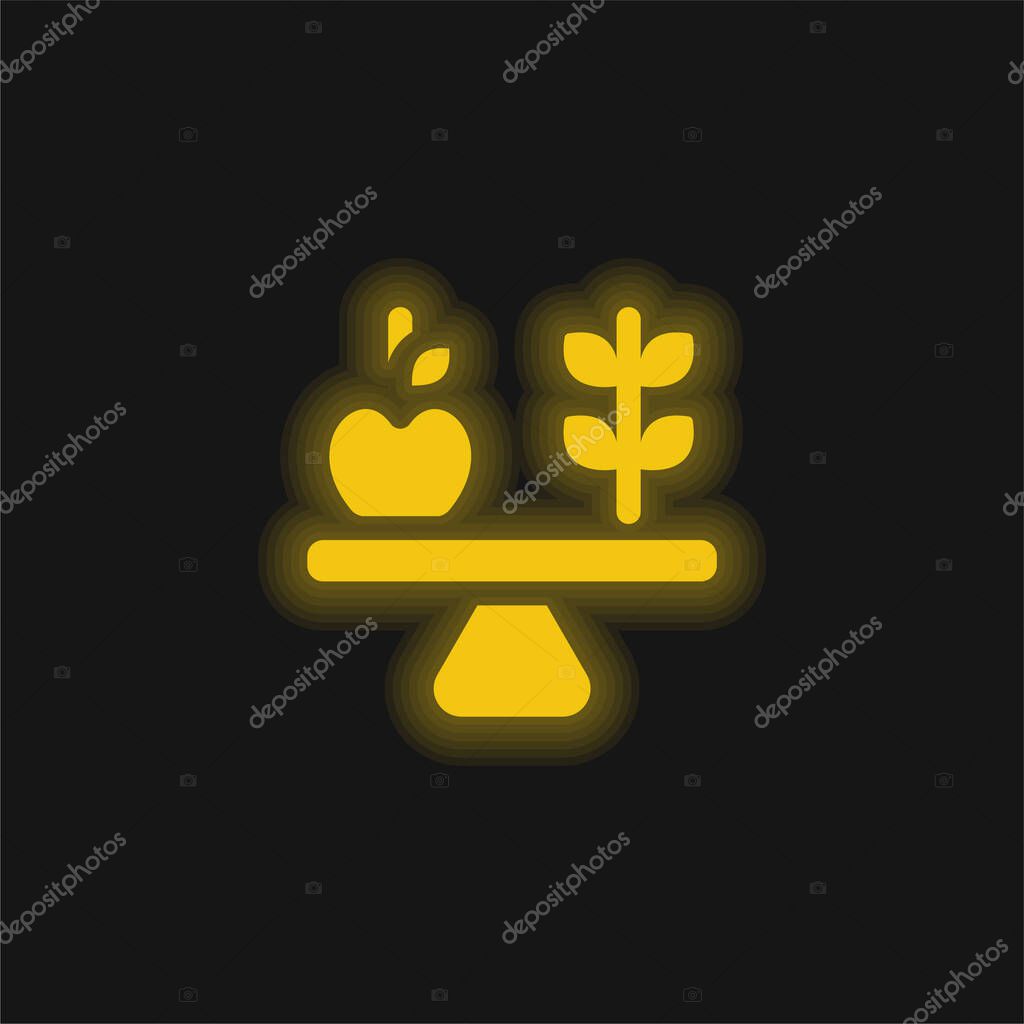 Balance yellow glowing neon icon