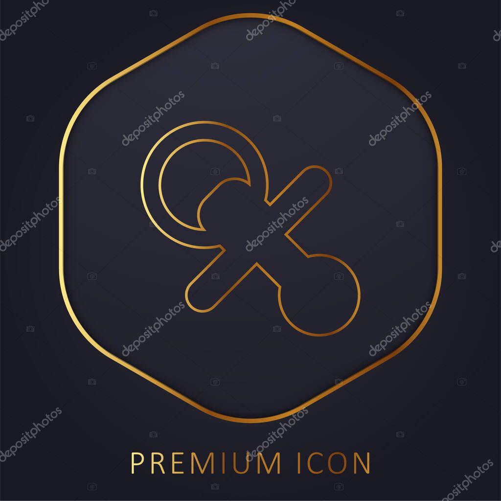 Baby Pacifier golden line premium logo or icon