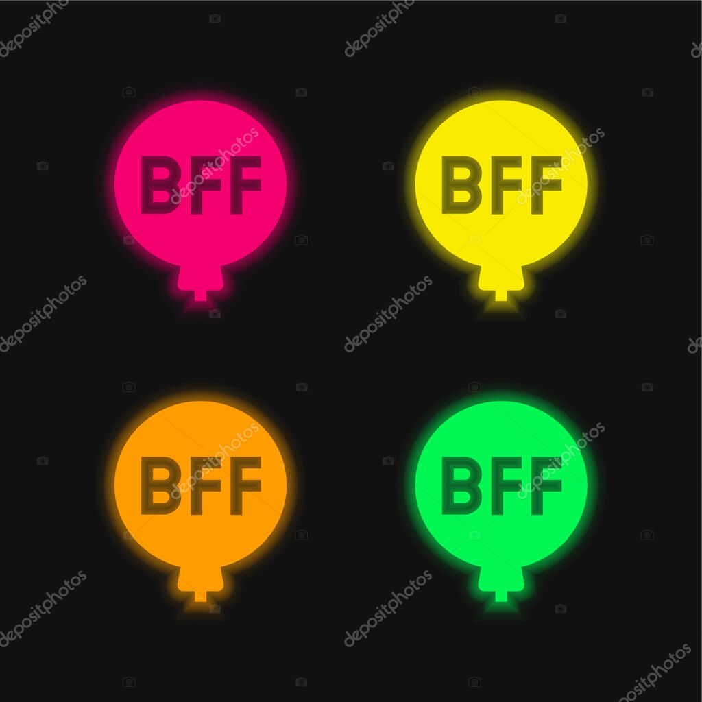 Balloon four color glowing neon vector icon