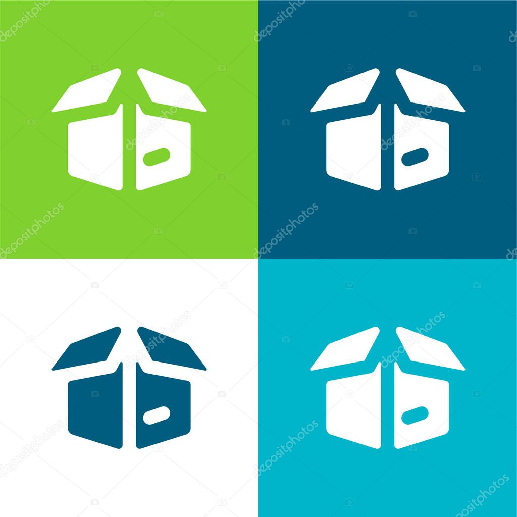 Box Flat four color minimal icon set