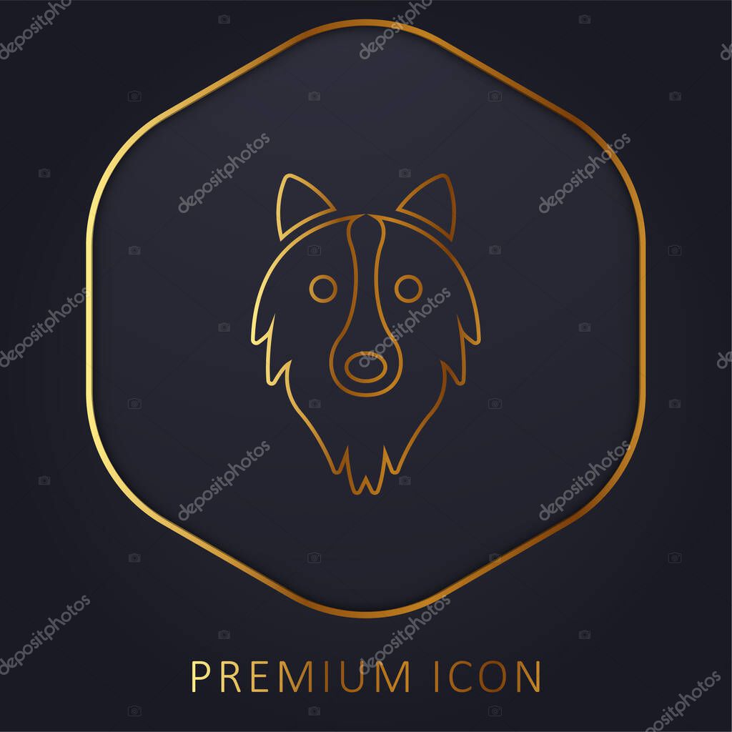 Border Collie Head golden line premium logo or icon