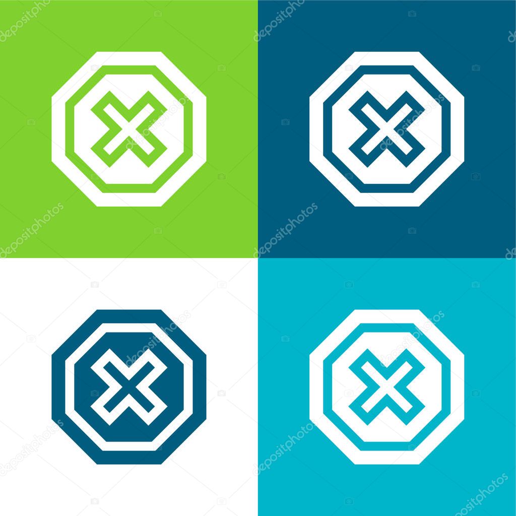 Ad Blocker Flat four color minimal icon set